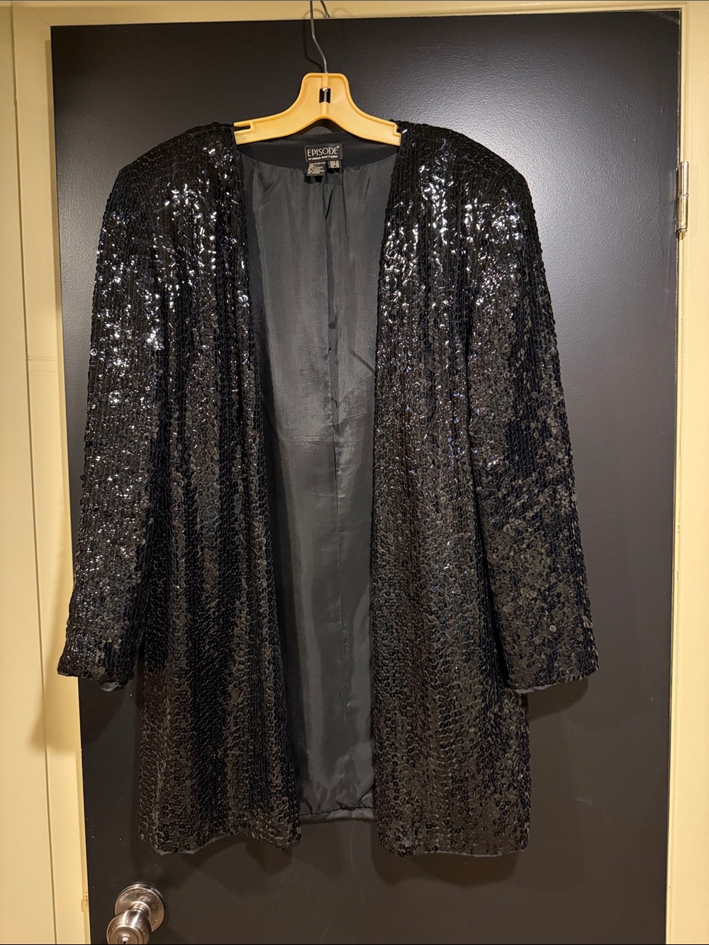 Episode| vintage  Black Sequin Open Jacket size 12